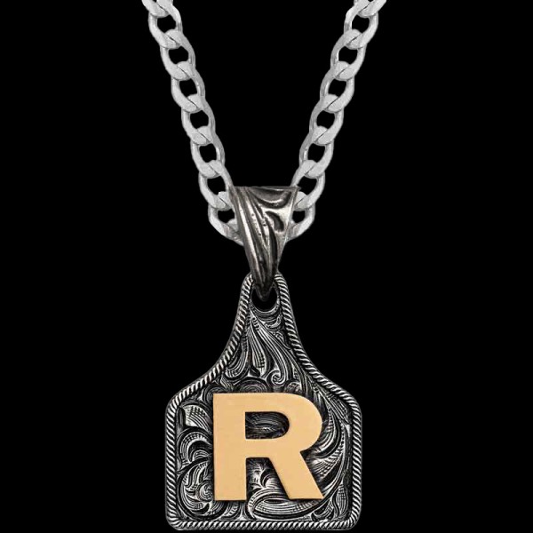 Mini Initial Cow Tag Necklace 